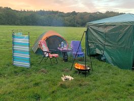 Our camping pitch by the river