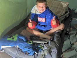 All cosy in nana's tent