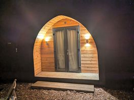 Camping pod in the evening