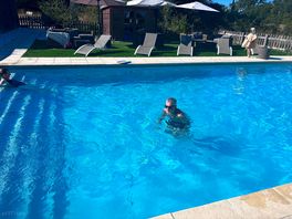 Swimming pool, warm enough to get in and cool down
