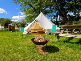 Outside the bell tent