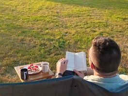 Tea, scones, a book, and a view.