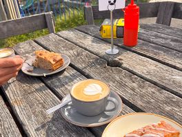 Breakfast by the campsite.