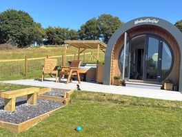 Front of the pod and big area for your doggos to run around freely!