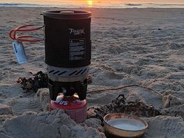 Sunset on bamburgh beach