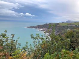 View from top of coastal path overlooking the headlands