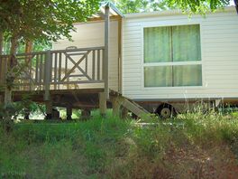 Outside a static caravan