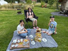 Enjoying our afternoon tea in picnic style.