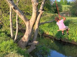 Rope swim across river