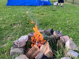 Campfire and toasted marshmallows after dinner