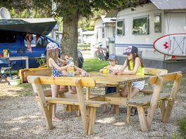 Tables by the touring pitches