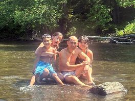 Enjoying the crystal river with kids