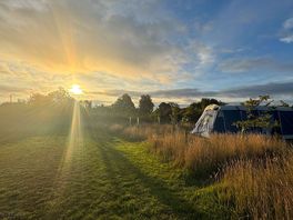 Beautiful morning sunrise overlooking the camp