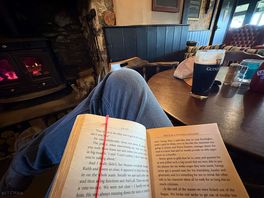 Relaxing in the golden lion with a pint of guinness and my book!