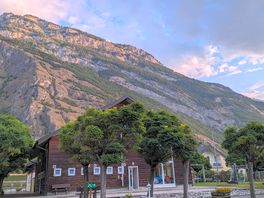 View of mountain from van