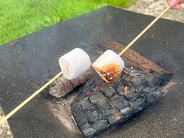 Toasting the marshmellows we were given