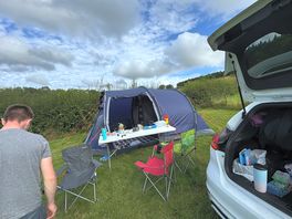 Slight incline in some of the pitch locations but it did mean we could be up to the hedge