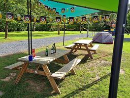 Perfect area for cooking/eating, especially when raining