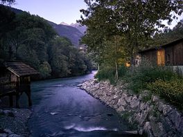 Bridge over the river at night.