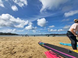 Paddle boarding at treaddurgh bay a 5 minute car journey away from the site.