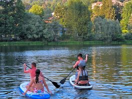 Paddleboarding on lake