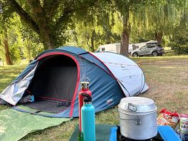 Tent beneath the willow trees