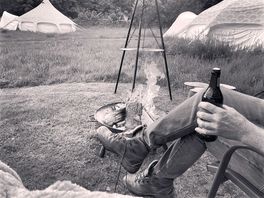 Relaxing after barbecuing with a local ale