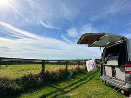 Atlantic view from campsite and van