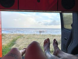 View out of the rear of the van