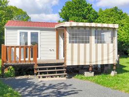 Steps down from the caravan