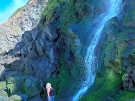 Tresaith beach waterfall