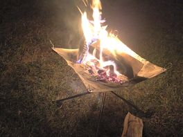 Fire pit blazing on a lovely evening