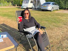 All set up and chilling with refreshments 👍🏽