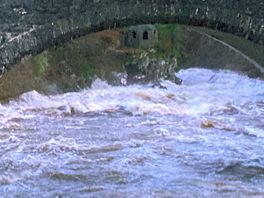 Dramatic scene of the river after heavy rain