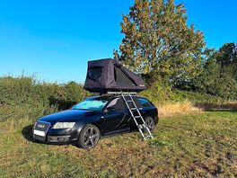 First trip out with the roof tent, but plenty of room around the car/tent!