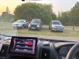 View from our van of the “communal grassed area giving an uninterrupted view of the fishing lakes”