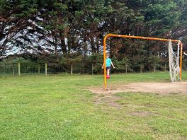 Goal at campsite could tlc also was being used for gymnastics maybe another bar would be useful