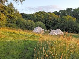 Bell tents in meadow