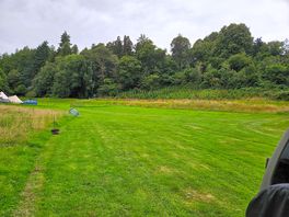 Looking down towards the bell tents
