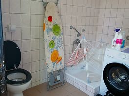 Toilet was usable and clean, had to move airer and boots to get to it. i was made to feel a nuisance