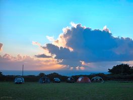 View of the ocean from the campsite in the evening