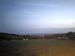 Evening view, light on the horizon on the right is none other than the famed eddystone lighthouse