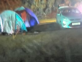 Putting the tent up in the dark