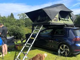 Pitched right on the river bank