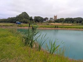 Lake and church view