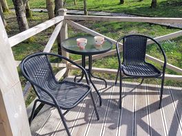 Cup of tea on decking