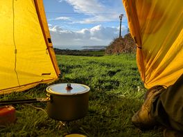View down to penzance from our tent vestibule!