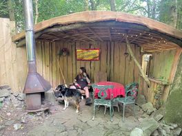 Lovely covered bbq outside seating area