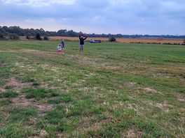 Trying to fly our kite!