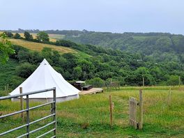 Bell tent overlooking the countryside